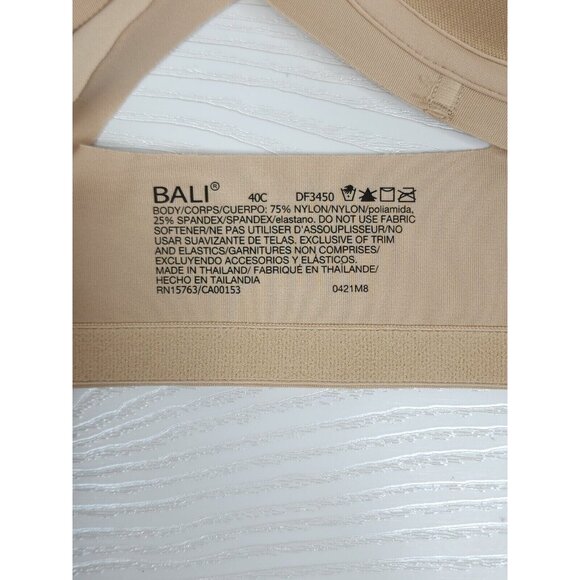 Bali One Smooth Underwire Bra U Posture Boost 40C EverSmooth Back DF3450 Beige - Picture 10 of 10